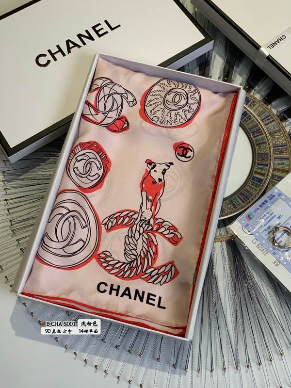 Chanel silk scarf 90X90cm E22 (12)